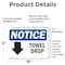 Signmission Towel Drop (Down Arrow) Sign With Symbol, 18 in W x Rectangle, Vinyl Decal OS-2PACK-NS-D-1218-L-18705 - alternate 3
